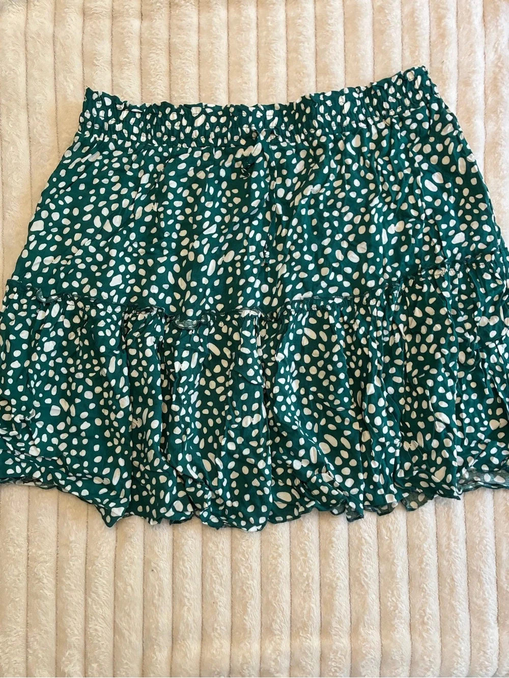 Alilly XL Green & White Ruffle Skirt Drawstring Waist